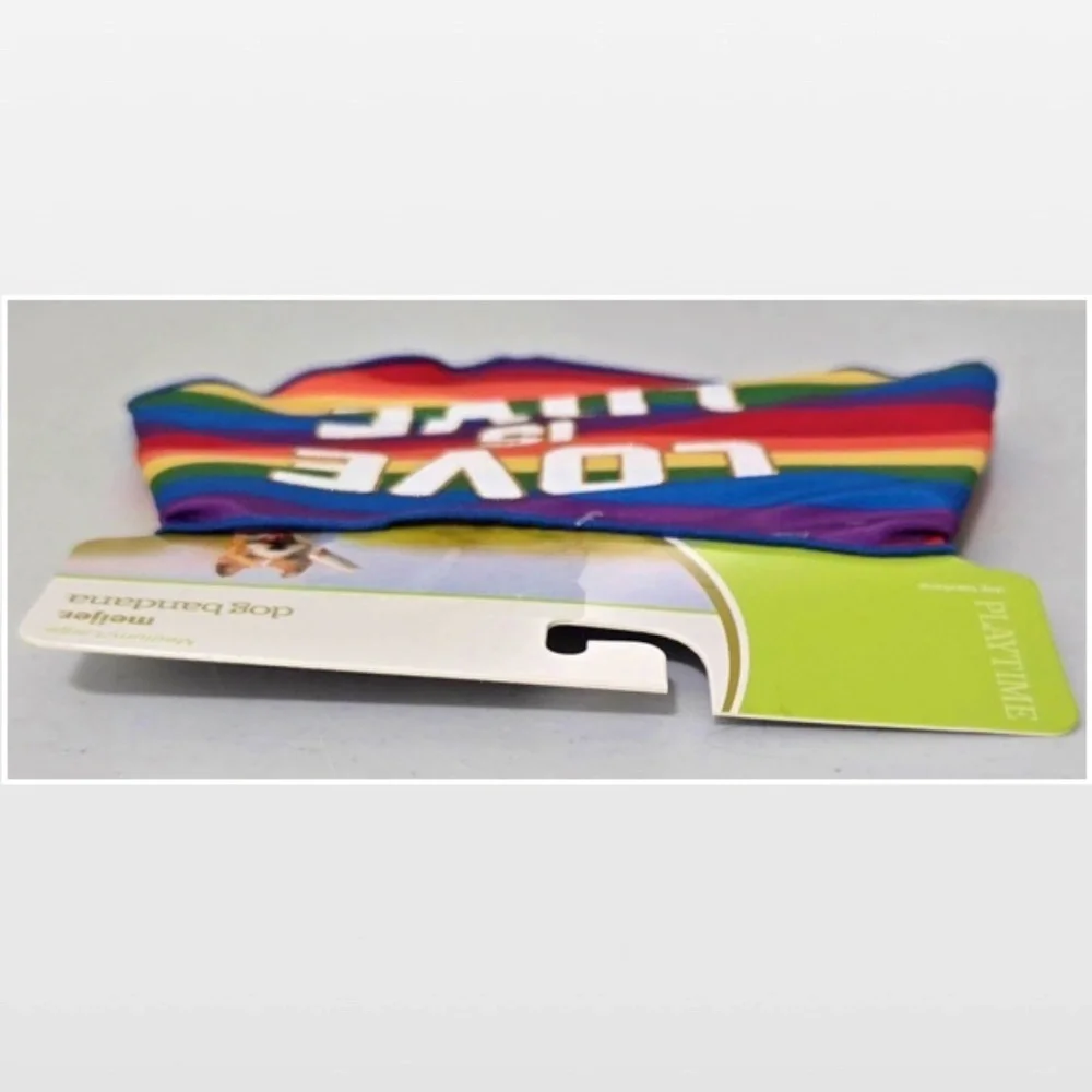 New Dog Bandana Pet Medium Large Love Is Love Rainbow Pride NWT